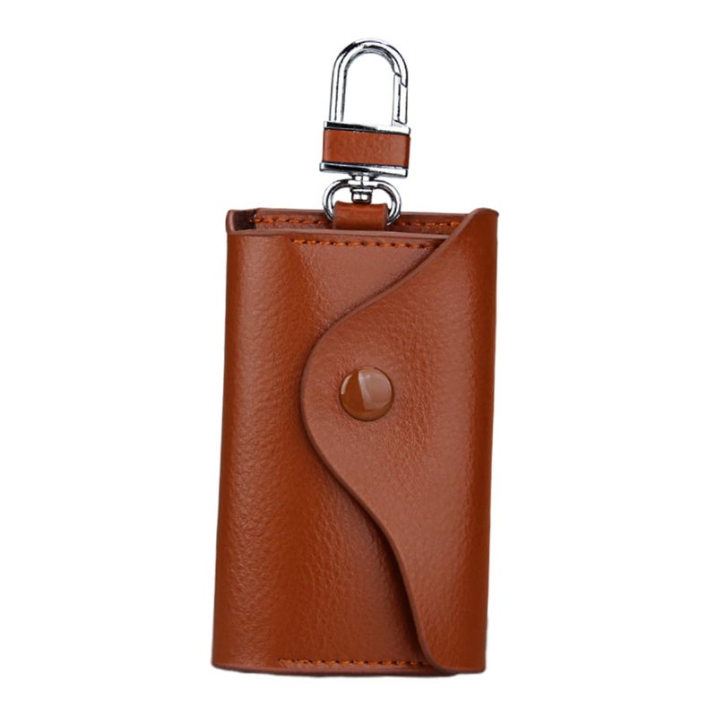 Coffee Leather Car Key Holder Pouch Hanging Waist Bag 11cm x 7cm x 1.5cm - Image 2