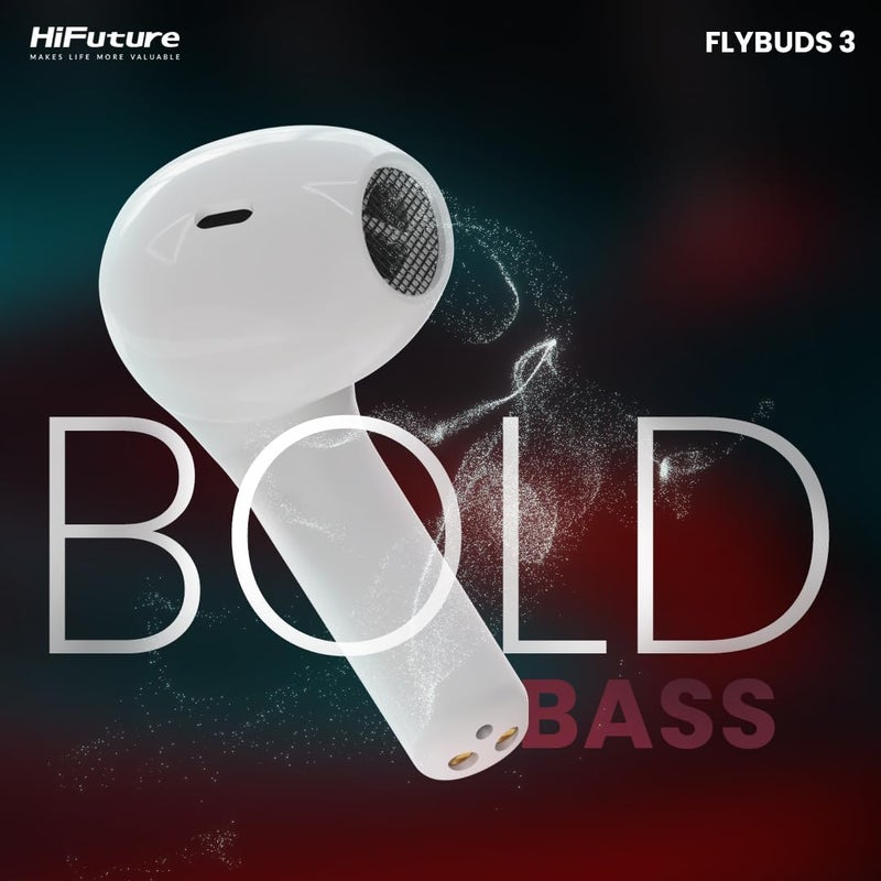 HiFuture FlyBuds3 TWS Earbuds - Bluetooth 5.3, IPX5 Splashproof, 30 Hours Playtime, Powerful Bass - Black - Image 4