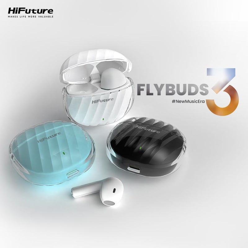 HiFuture FlyBuds3 TWS Earbuds - Bluetooth 5.3, IPX5 Splashproof, 30 Hours Playtime, Powerful Bass - Black - Image 2