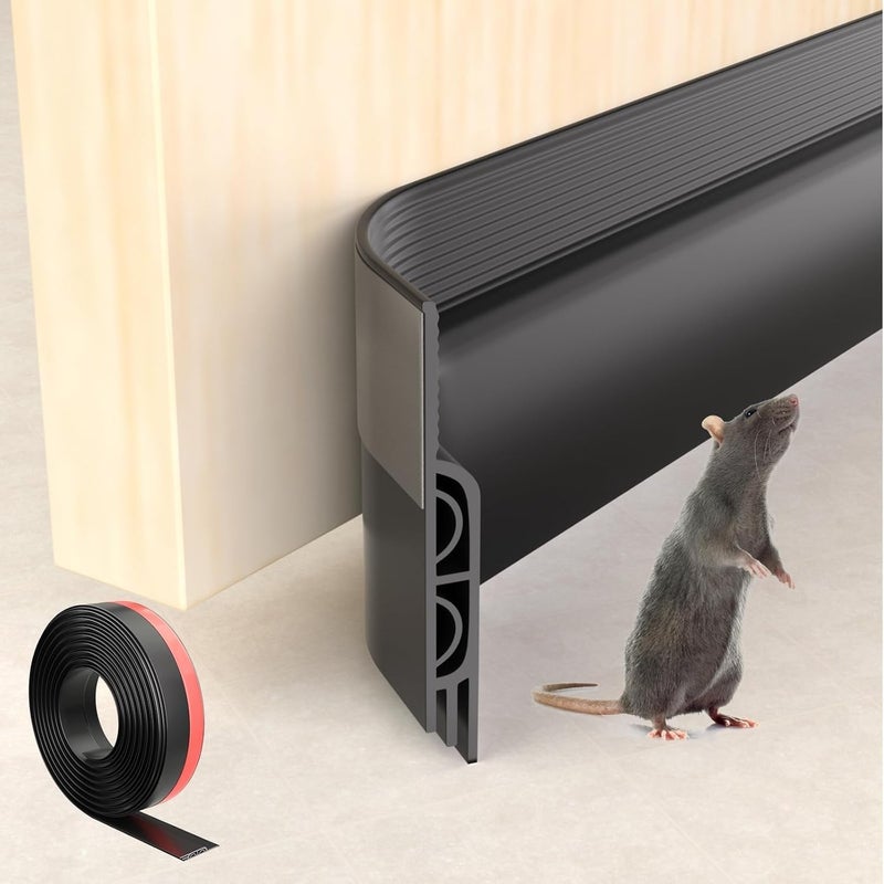 Door Draft Stopper,Under Door Draft Blocker for Exterior & Interior Doors,Door Sweep for Bottom of Door Dust and Noise Insulation,Weather Stripping Door Seal,Black 2" W x 39" L - Image 1