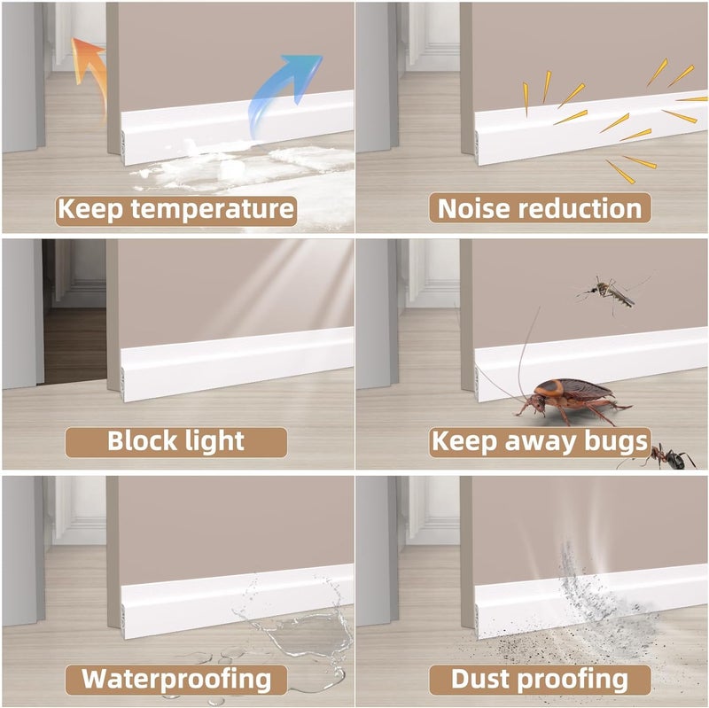 Door Draft Stopper,Under Door Draft Blocker for Exterior & Interior Doors,Door Sweep for Bottom of Door Dust and Noise Insulation,Weather Stripping Door Seal,Black 2" W x 39" L - Image 3