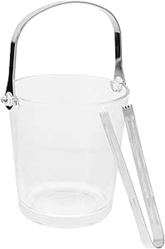 Portable Transparent Ice Bucket With Stainless Steel Tong Reusable For Party Bar Picnic - Image 1