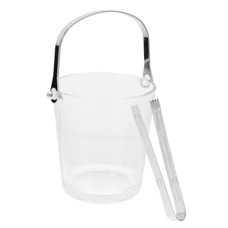 Portable Transparent Ice Bucket With Stainless Steel Tong Reusable For Party Bar Picnic - Image 2