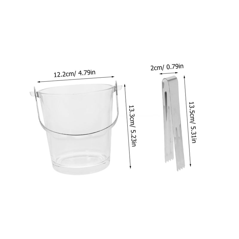 Portable Transparent Ice Bucket With Stainless Steel Tong Reusable For Party Bar Picnic - Image 3