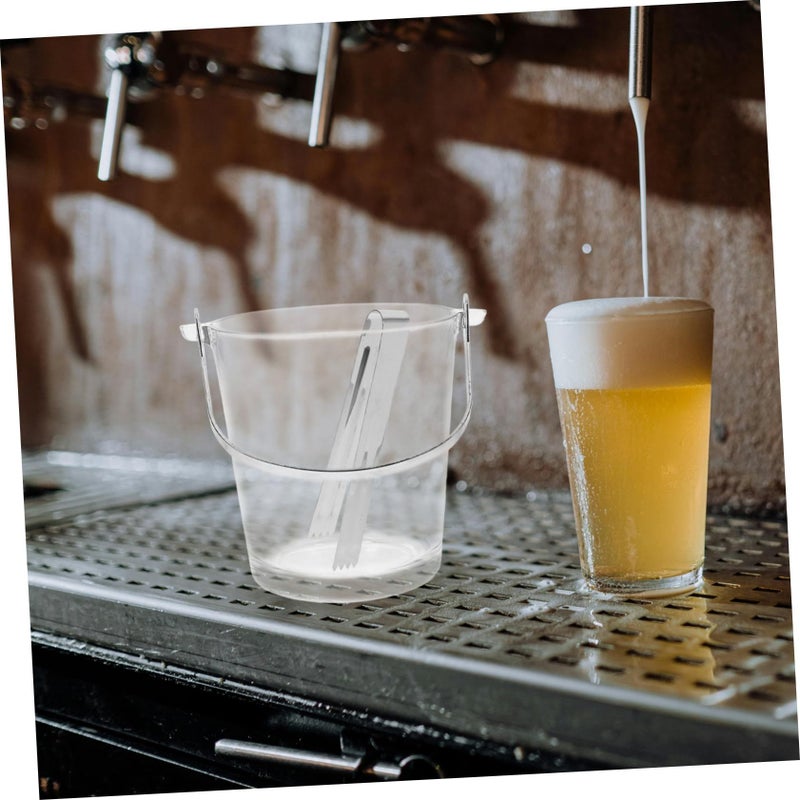 Portable Transparent Ice Bucket With Stainless Steel Tong Reusable For Party Bar Picnic - Image 5