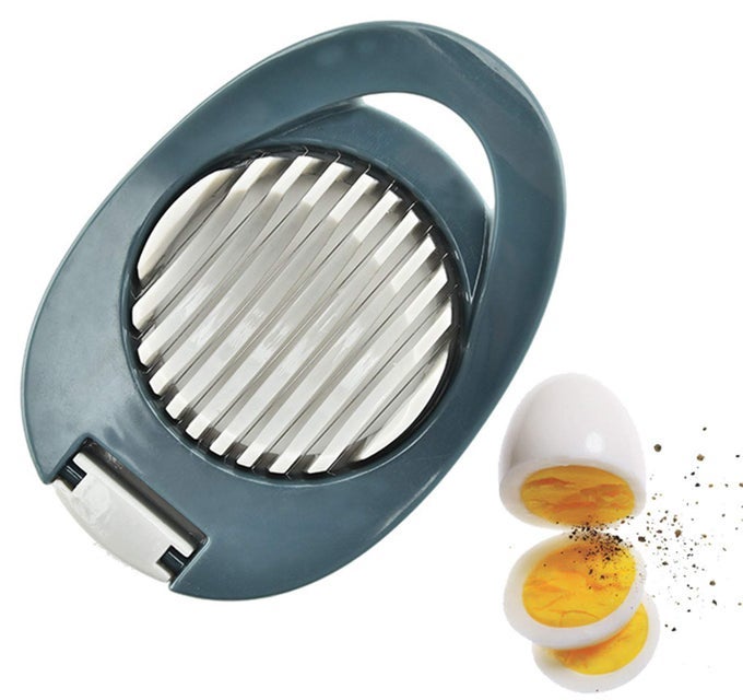 EGG SLICER FOR HARD BOILED EGGS CUTTER WITH STAINLESS STEEL WIRE DISHWASHER SAFE BLUE