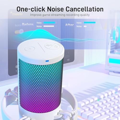 MAONO Gaming Microphone for PC with Noise Cancellation, USB Condenser Mic for Computer, Mac, Laptop, PS5, Streaming, Podcast, Twitch, YouTube, Discord, GamerWave DGM20 White - Image 2
