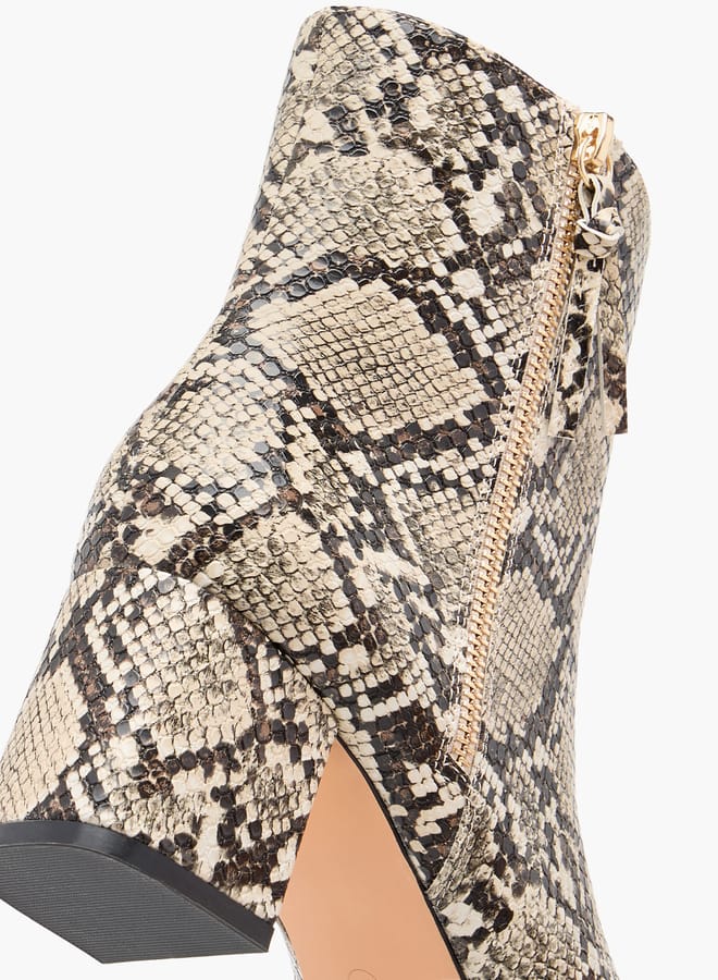Flora Bella By Shoexpress Women Animal Print Ankle Boots with Block Heels  - Image 5