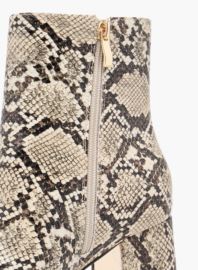 Flora Bella By Shoexpress Women Animal Print Ankle Boots with Block Heels  - Image 4