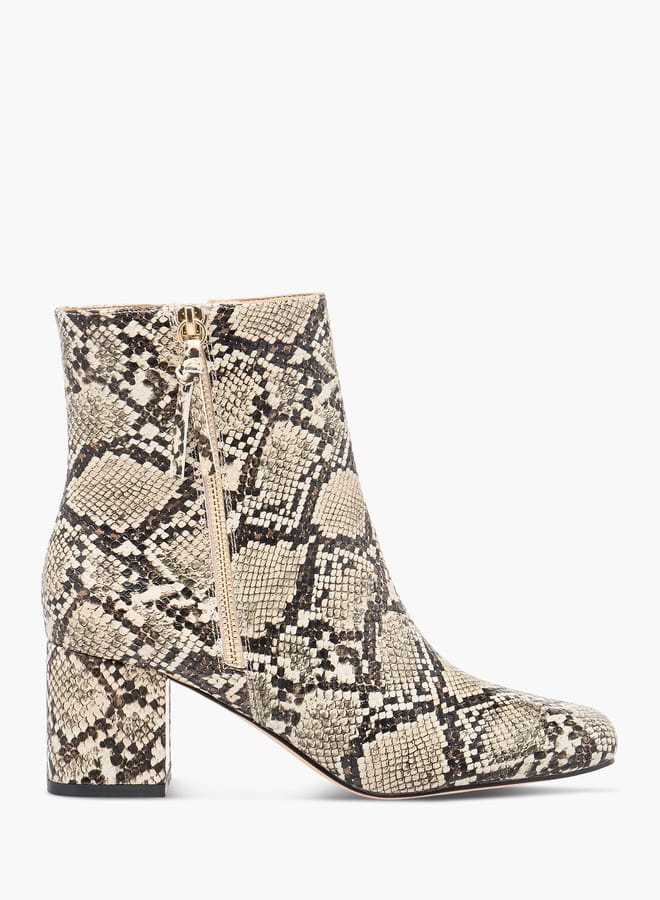 Flora Bella By Shoexpress Women Animal Print Ankle Boots with Block Heels  - Image 3