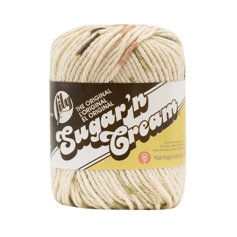Lily Sugar 'N Cream The Original Solid Yarn, 2.5oz, Medium 4 Gauge, 100% Cotton - Ecru - Machine Wash & Dry - Image 1
