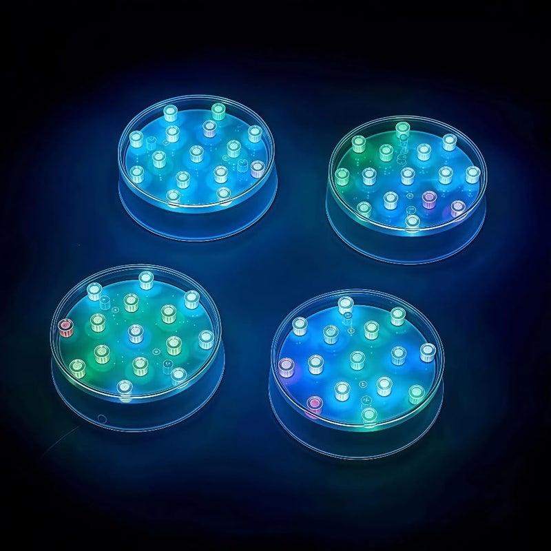 Simplelight4you Store قاعدة إضاءة LED متعددة الألوان بحجم 4 بوصة من Simplelight - مثالية لفن الزجاج، عرض LED مثالي للزهور، القطع المركزية - بطاريات AA مشمولة (إضاءة قاعدة مزهرية LED بحجم 4 بوصة، تتغير الألوان)، مجموعة من 4 - Image 1