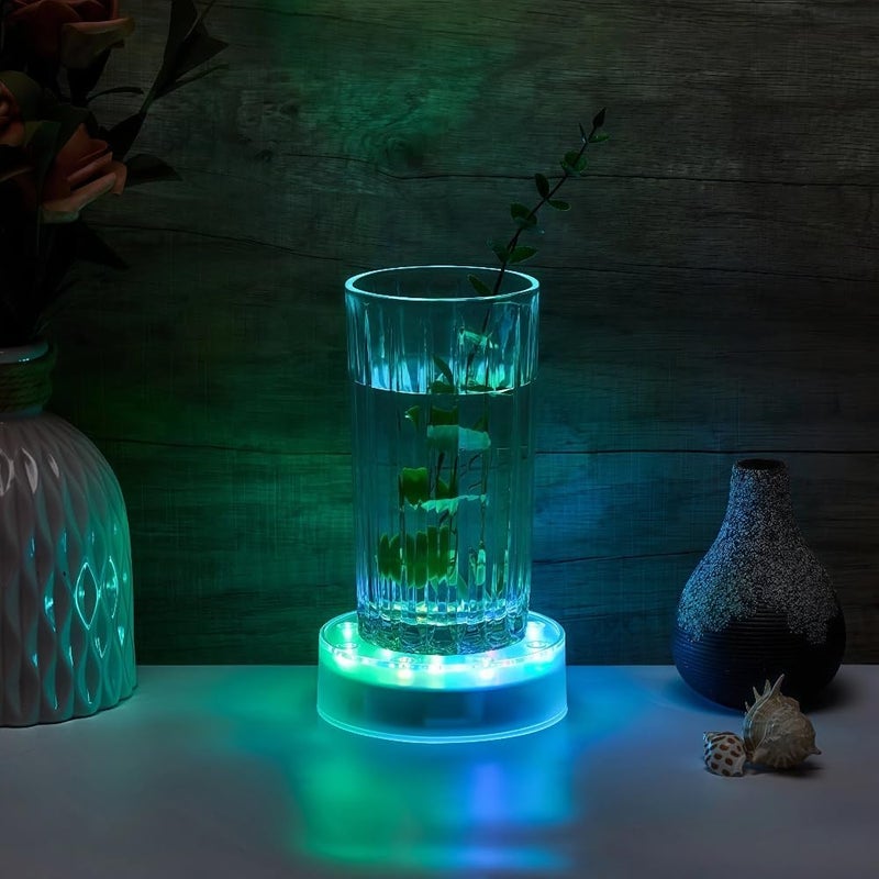 Simplelight4you Store قاعدة إضاءة LED متعددة الألوان بحجم 4 بوصة من Simplelight - مثالية لفن الزجاج، عرض LED مثالي للزهور، القطع المركزية - بطاريات AA مشمولة (إضاءة قاعدة مزهرية LED بحجم 4 بوصة، تتغير الألوان)، مجموعة من 4 - Image 2