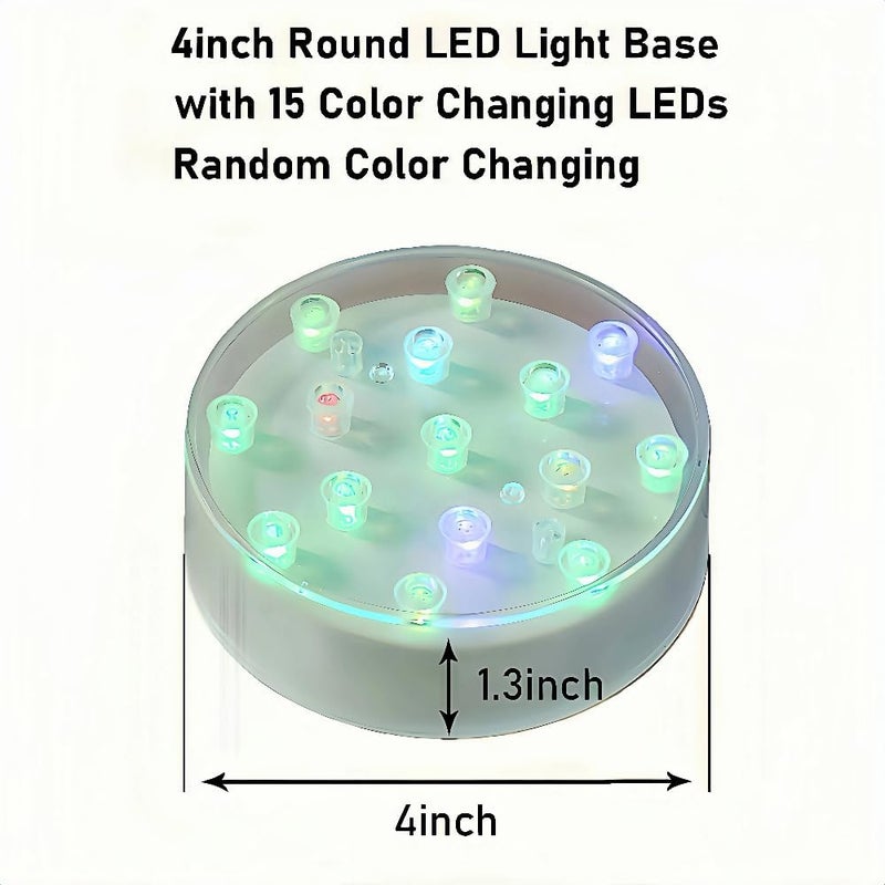 Simplelight4you Store قاعدة إضاءة LED متعددة الألوان بحجم 4 بوصة من Simplelight - مثالية لفن الزجاج، عرض LED مثالي للزهور، القطع المركزية - بطاريات AA مشمولة (إضاءة قاعدة مزهرية LED بحجم 4 بوصة، تتغير الألوان)، مجموعة من 4 - Image 3