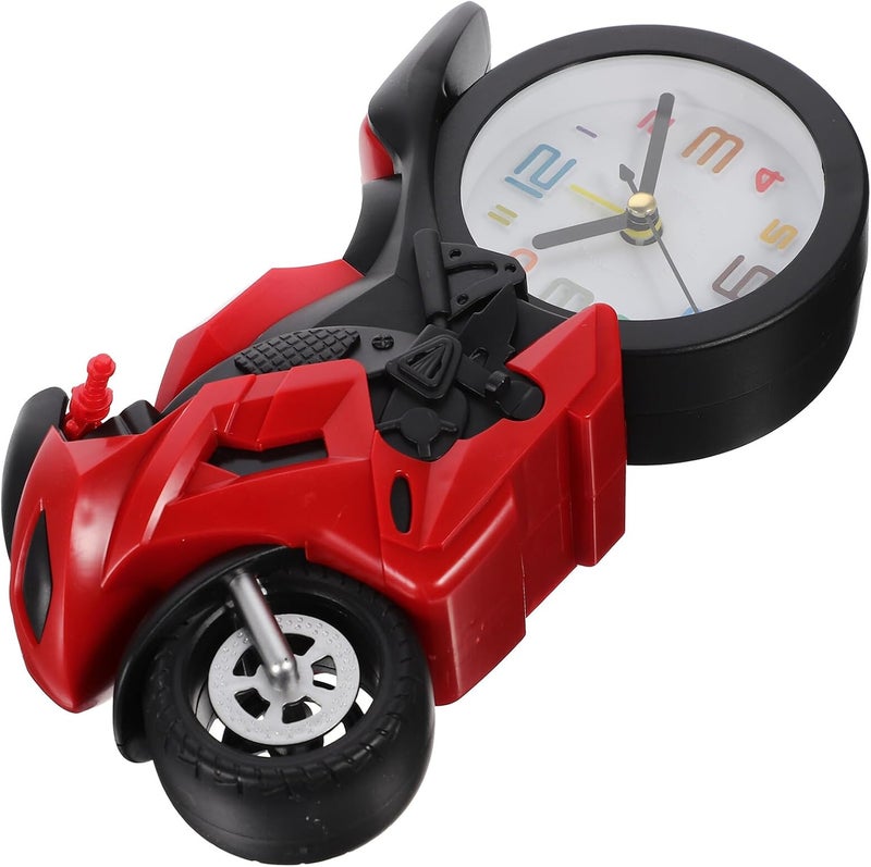 Motorcycle Clock Ornament Lifelike Red Motorbike Table Clock Decorative Figurine Gift for Birthday Home Office Décor - Image 1