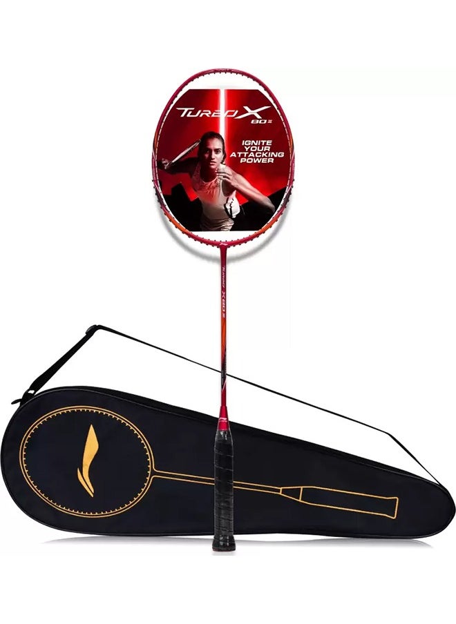 Li-Ning Turbo Badminton String  X 80 Iii Badminton Racket - Red/Copper (Strung)  - Image 1