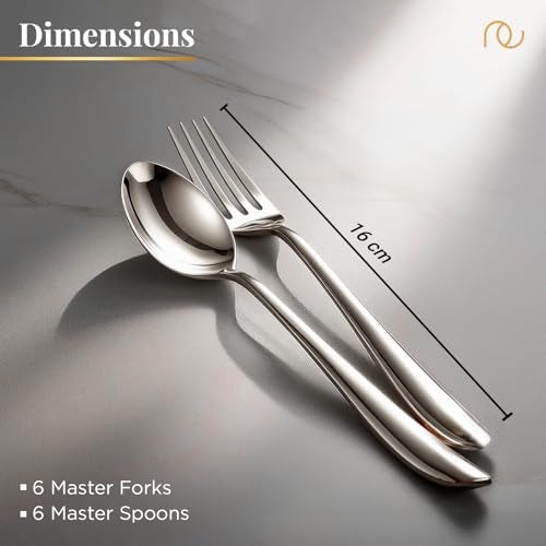 Frenchware Cutlery (Set of 12, Stainless Steel Spoons - 6 and Forks - 6), 100% Food Grade, Non Toxic, Anti-Rust, Dishwasher Safe, Perfect Gifting Set for All Occasions - Image 5