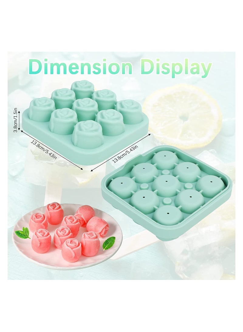 SYOSI 9 Hole Silicone Rose Ice Cube Mold, Ice Ball Maker with Lid, Silicone Sphere Ice Cube Tray Sphere Ice Cube Mold Silicone Ice Ball Maker Ice Cube Container for Cooling Whiskey Cocktail Juice, Green - Image 5