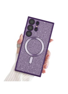 ShebSheb for Samsung Galaxy S23 Ultra Case Glitter, Clear Magnetic Phone Cases with Camera Lens Protector [Compatible with MagSafe] Bling Sparkle Plating Soft TPU Slim ShockProof Protective Cover  - Image 1