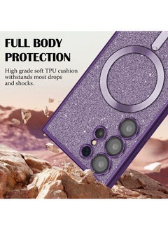 ShebSheb for Samsung Galaxy S23 Ultra Case Glitter, Clear Magnetic Phone Cases with Camera Lens Protector [Compatible with MagSafe] Bling Sparkle Plating Soft TPU Slim ShockProof Protective Cover  - Image 4