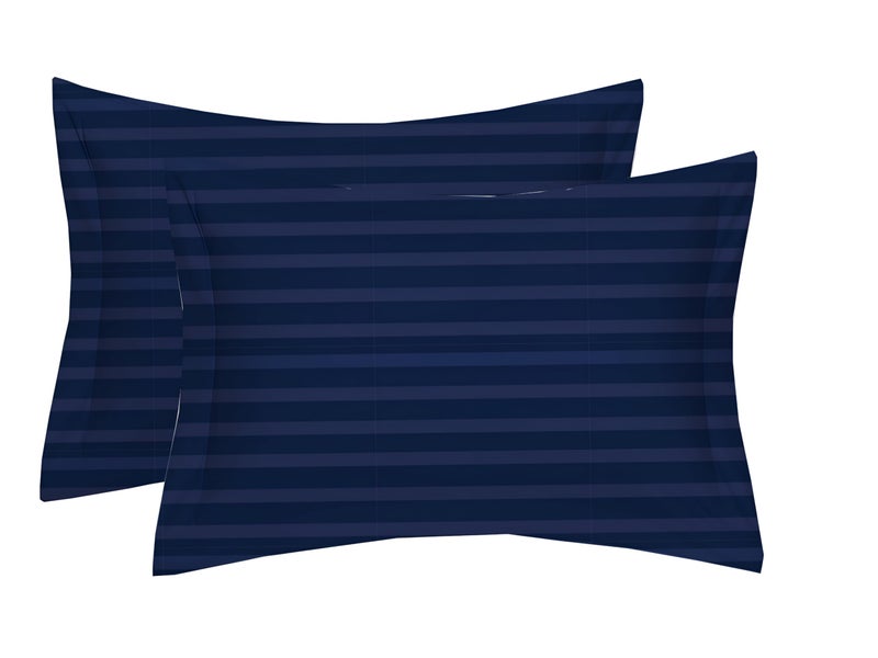 STARNSTYLE 220 Cotton Feel Glace Cotton Double Bedsheet with 2 Pillow Cover (90x90 inch) Navy Blue - Image 2
