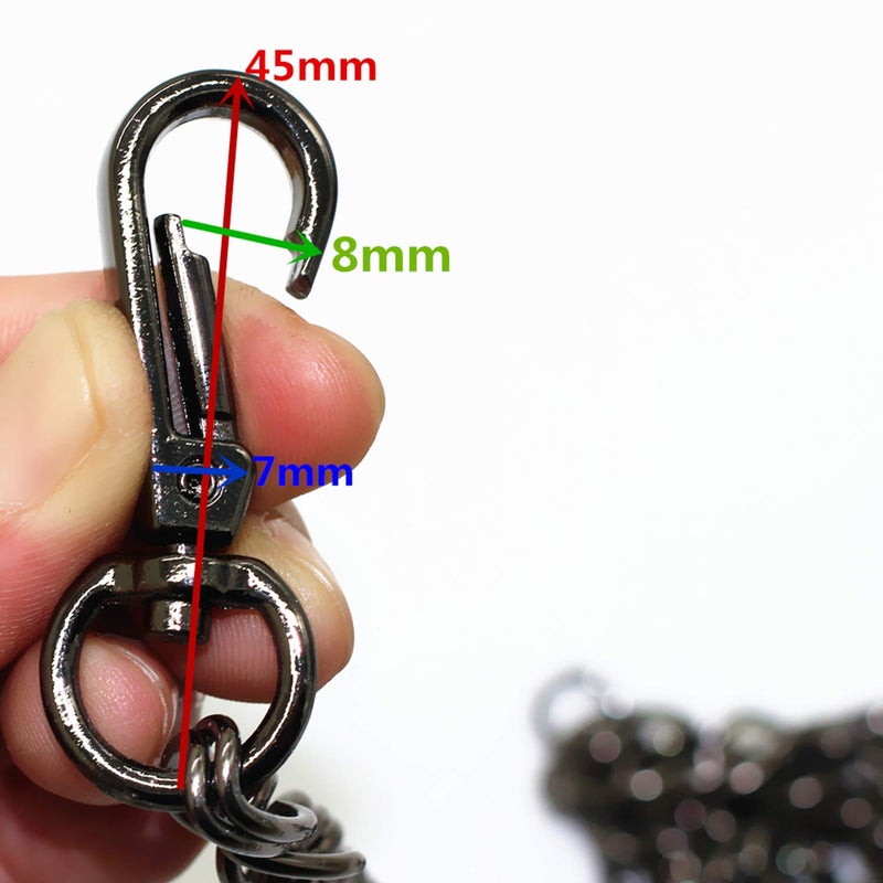 Model Worker DIY Iron Flat Chain Strap Handbag Chains Purse Chain Straps Shoulder Cross Body Replacement Straps with Metal Buckles (55", Gun-Black) - Image 4