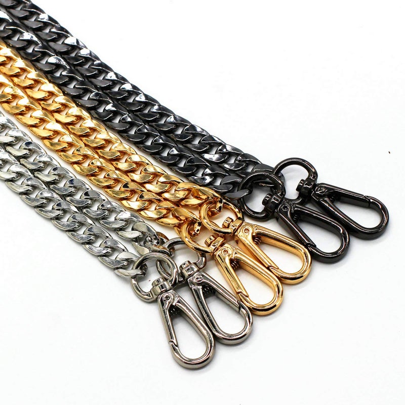 Model Worker DIY Iron Flat Chain Strap Handbag Chains Purse Chain Straps Shoulder Cross Body Replacement Straps with Metal Buckles (55", Gun-Black) - Image 5
