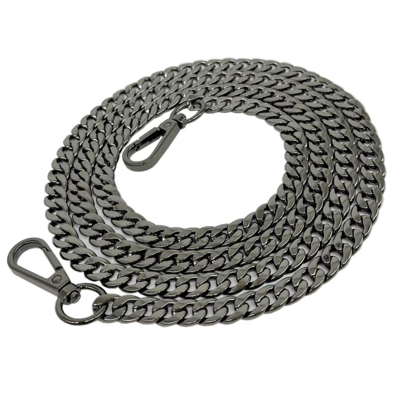Model Worker DIY Iron Flat Chain Strap Handbag Chains Purse Chain Straps Shoulder Cross Body Replacement Straps with Metal Buckles (55", Gun-Black) - Image 1