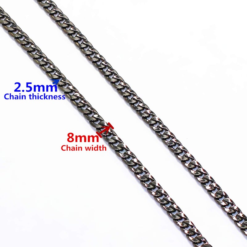 Model Worker DIY Iron Flat Chain Strap Handbag Chains Purse Chain Straps Shoulder Cross Body Replacement Straps with Metal Buckles (55", Gun-Black) - Image 3