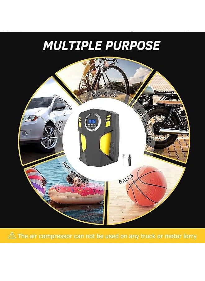 VOGMAX - Digital Car Tyre Inflator Air Compressor with Auto Stop and LED Light 12V Fast Portable Air Pump for Car Bicycle Motorcycle Ball Air Mattress - Image 1