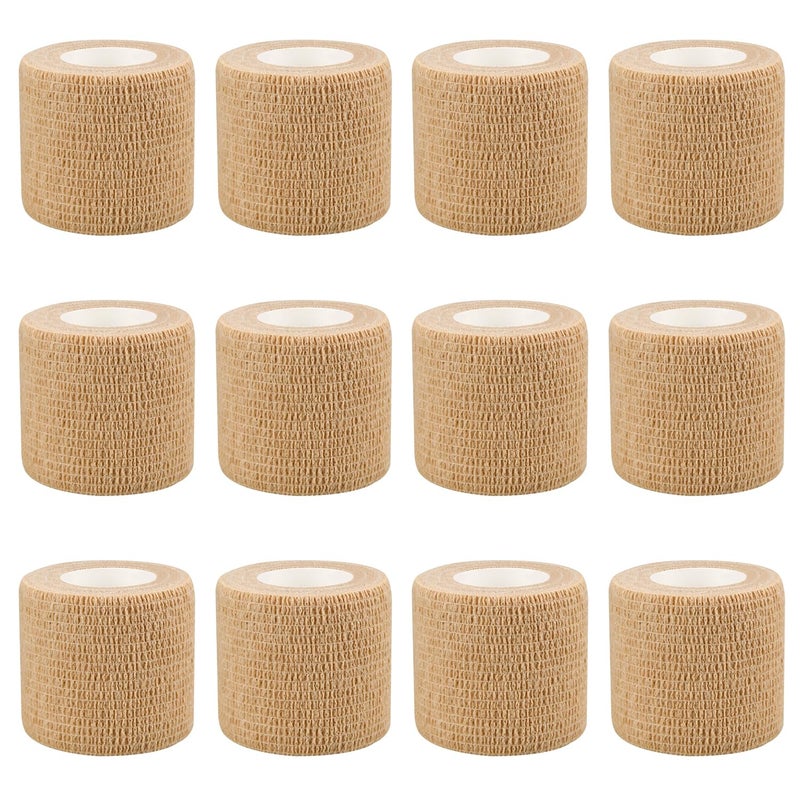 2 Self Adhesive Bandage Wraps 12pcs Vet Wraps Skin Color 5 Yard Self Adherent Wraps for Sports Wrist Ankle and Swelling