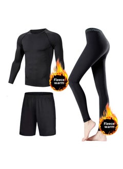 Swimsuit Women's Split Large Size Conservative Swimming Trunks For Chubby Girls Long-sleeved Trousers For Students Sunscreen Diving Suit-Color:Women-black Line Elite Three-piece (plus Velvet)-Size:M