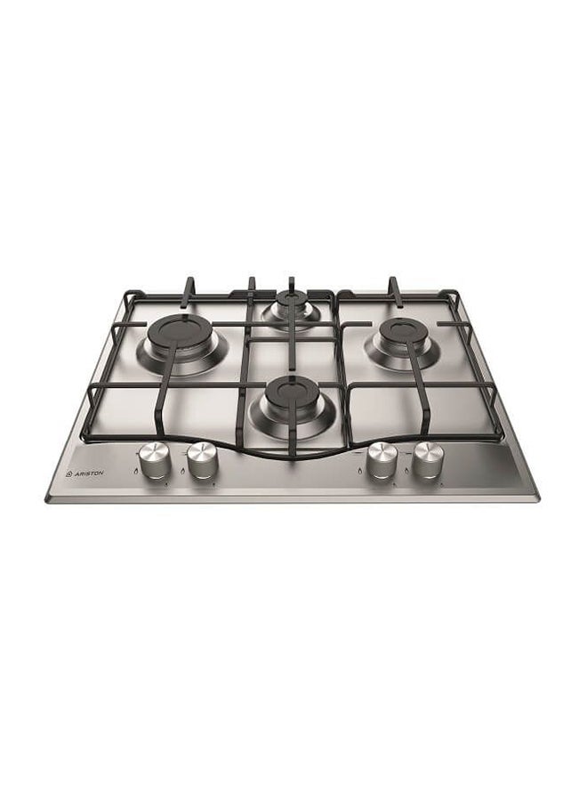 Ariston Built-in Gas Hob 60 CM, Made In ITALY, Stainless Steel - Silver, Auto Ignition, Adjustable Flame Level for Better Cooking Result, 60x60 Cooker Hob - PCN642IXA PCN642IXA Silver - Image 1
