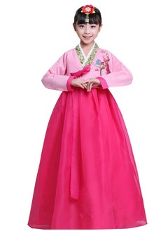 Al Aoyama Gril KoreanTraditional Long Sleeve Hanbok Dress Cosplay Costume pink rose  - Image 1