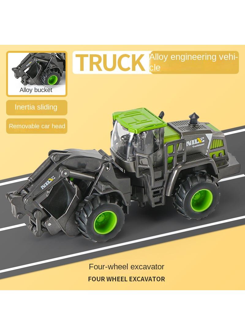 Nile 1 Pcs 4-Wheel Excavator Toys Mini Alloy Car Models Birthday Gift for Children Kids Boys 4-6 Years Old