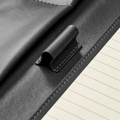 Gallaway Leather Genuine Leather Zippered Portfolio Organizer, Executive Business Binder Padfolio for Men and Women, Holder for Notebook Planner,Resume,Documents,Cards and iPad (Black) - Image 4