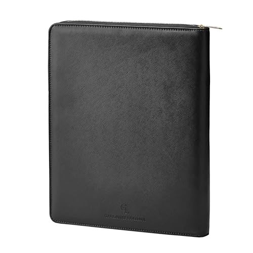 Gallaway Leather Genuine Leather Zippered Portfolio Organizer, Executive Business Binder Padfolio for Men and Women, Holder for Notebook Planner,Resume,Documents,Cards and iPad (Black) - Image 5