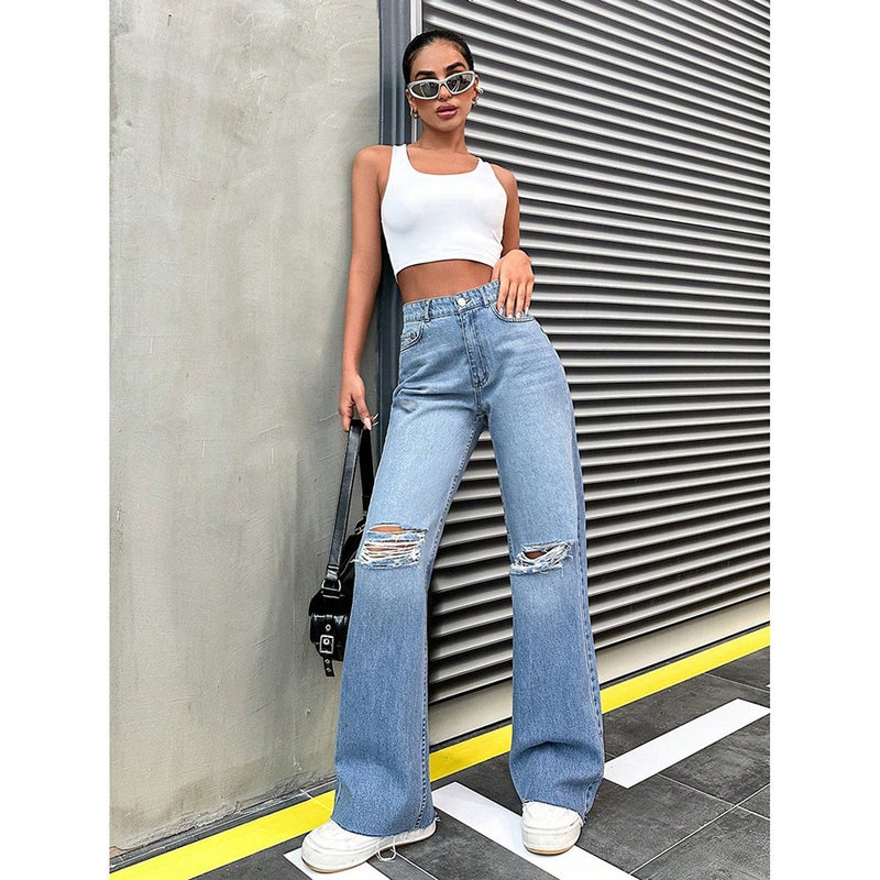 Unisex Classic Denim Jeans Loose Fit Daily Outdoor Wear - Image 4
