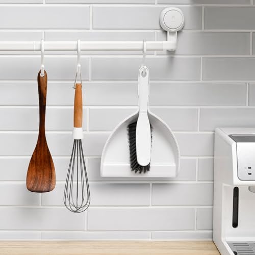 SUBEKYU Small Hand Broom and Dustpan Set, Mini Dustpan and Brush Set, Handheld Dust Pan, White - Image 5