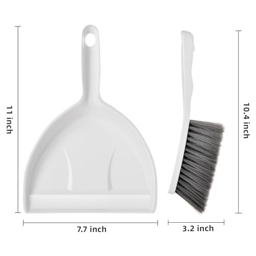 SUBEKYU Small Hand Broom and Dustpan Set, Mini Dustpan and Brush Set, Handheld Dust Pan, White - Image 4