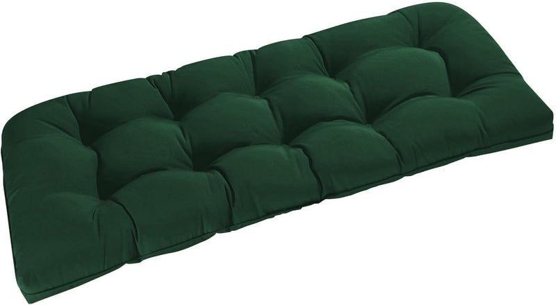 downluxe Outdoor Bench Cushion for Patio Furniture, Waterproof Tufted Overstuffed Porch Swing Cushions, Thick Outdoor Loveseat Cushions, 44" X 19" X 5", Forest Green, Set of 1 - Image 1