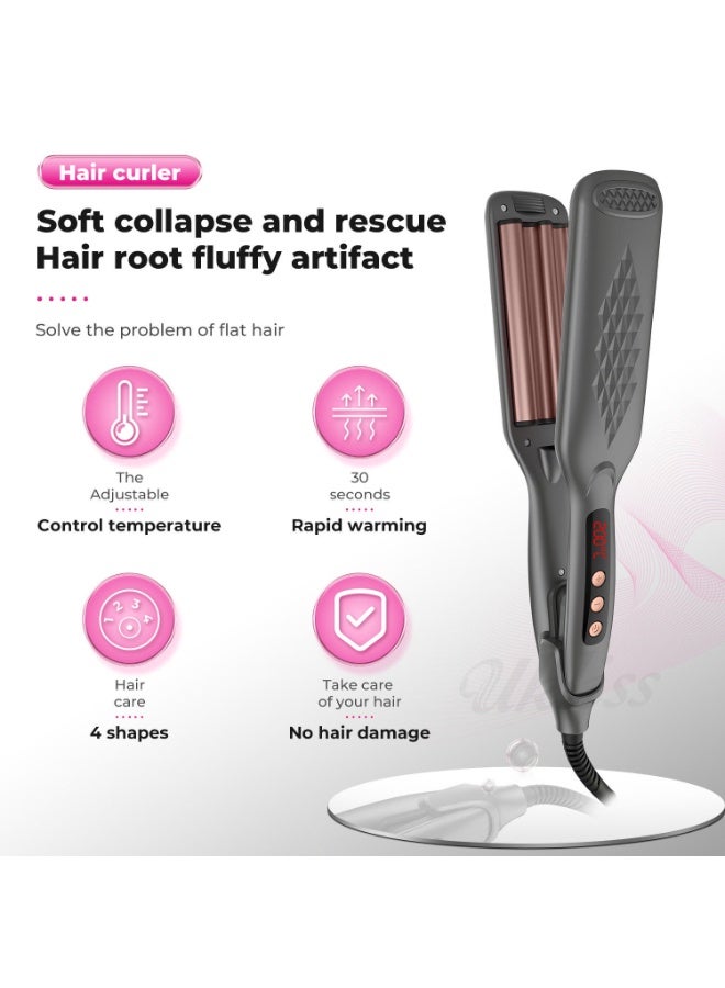 Denx DX1392 4 in 1 Hair Styling Tool Multi-Function Straightener – Adjustable Temperature, Quick Heat, Ceramic Plates for Curling, Straightening & Volume Styling - Image 3