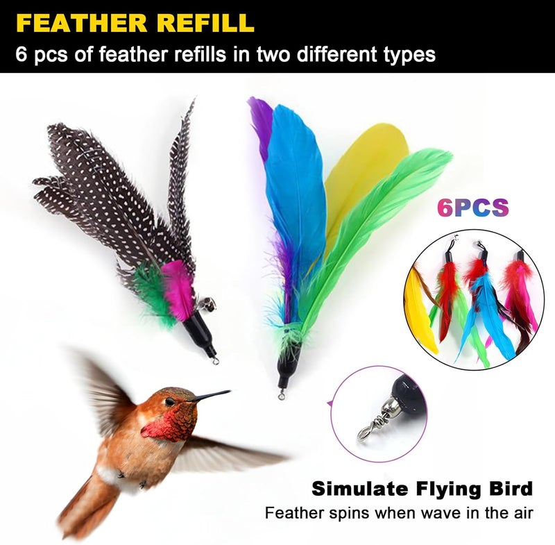 SLE 12Pcs Interactive Cat Toy Set with Bells and Colorful Feathers - Image 4