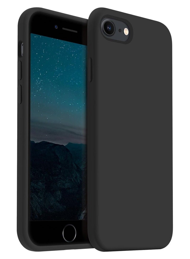 متوافق مع حافظة iPhone 7/8/Se 2020/2022 مقاس 4.7 بوصة من السيليكون السائل النحيف 4 طبقات من مطاط الجل الناعم المقاوم للصدمات مع بطانة من الألياف الدقيقة المضادة للخدش (أسود) - Image 1