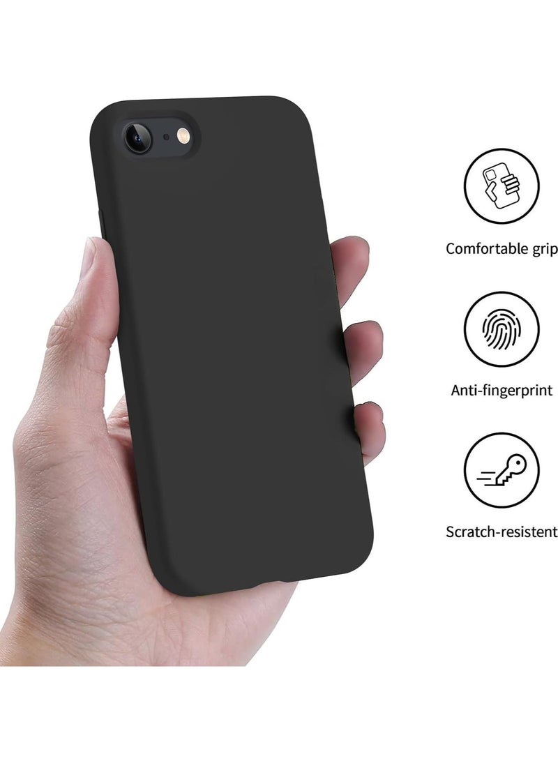 متوافق مع حافظة iPhone 7/8/Se 2020/2022 مقاس 4.7 بوصة من السيليكون السائل النحيف 4 طبقات من مطاط الجل الناعم المقاوم للصدمات مع بطانة من الألياف الدقيقة المضادة للخدش (أسود) - Image 3