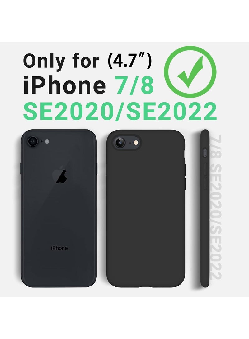 متوافق مع حافظة iPhone 7/8/Se 2020/2022 مقاس 4.7 بوصة من السيليكون السائل النحيف 4 طبقات من مطاط الجل الناعم المقاوم للصدمات مع بطانة من الألياف الدقيقة المضادة للخدش (أسود) - Image 4