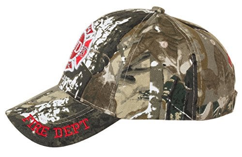 Artisan Owl Fire Department First in Last Out Embroidered Cap - Adjustable Hook and Loop Closure (Camo) - Image 2