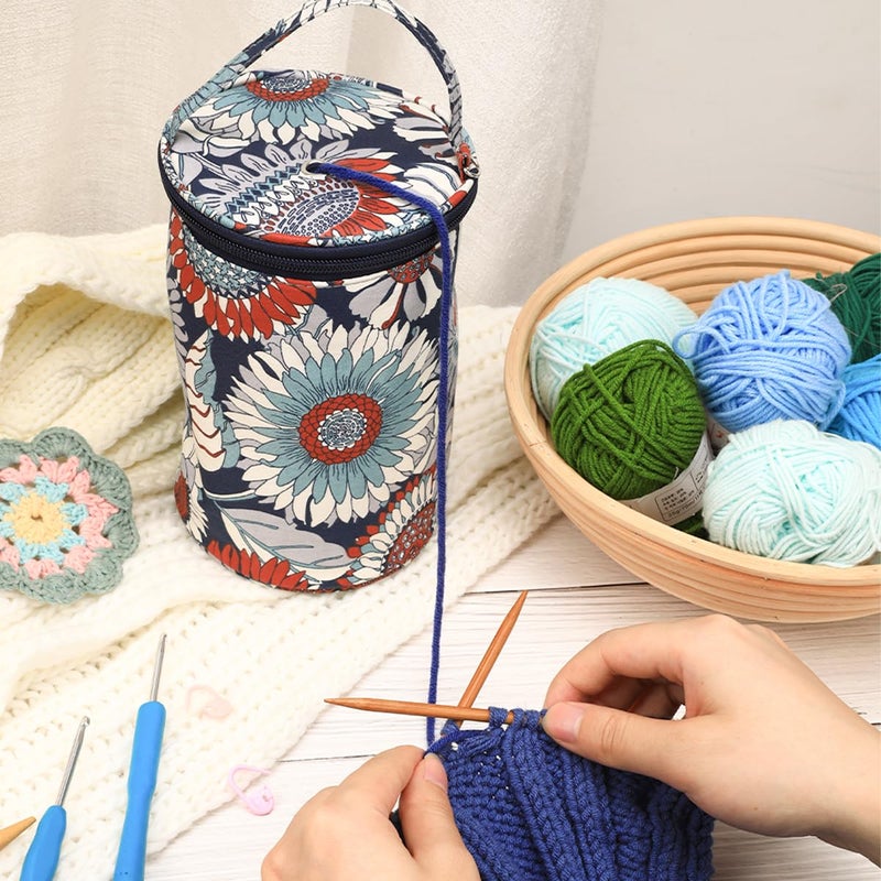 Dasonwin Small Portable Yarn Holder with Anti-Tangle Design, 2-3 Standard Size Balls,Yarn Storage Bag for Crocheting On The Go, Ideal Crocheting Gifts for Women and Crocheter (Blue) - Image 3