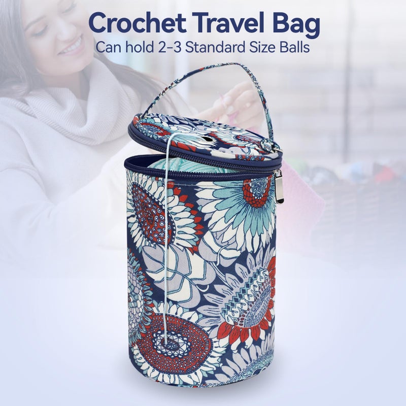 Dasonwin Small Portable Yarn Holder with Anti-Tangle Design, 2-3 Standard Size Balls,Yarn Storage Bag for Crocheting On The Go, Ideal Crocheting Gifts for Women and Crocheter (Blue) - Image 2