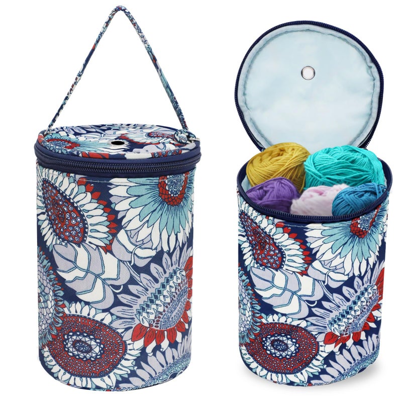 Dasonwin Small Portable Yarn Holder with Anti-Tangle Design, 2-3 Standard Size Balls,Yarn Storage Bag for Crocheting On The Go, Ideal Crocheting Gifts for Women and Crocheter (Blue) - Image 5